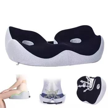 Подушка для сиденья Socket Seat для облегчения боли в сидении и спине, ягодицах, копчике, бедрах, подколенных сухожилиях, для поддержки осанки - подушка Memory Foam Comfort для седалищного бугра One Size чёрный