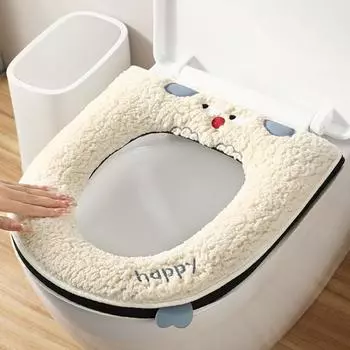 Подушка для сиденья унитаза, бытовая прокладка для крышки унитаза, зимняя застежка-молния, чехол для подушки унитаза, водонепроницаемый коврик для унитаза фиолетовый