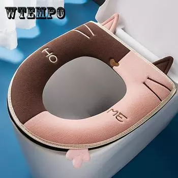 Подушка для сиденья унитаза, бытовая, утолщенная, плюшевая, чехол для унитаза, универсальная, на молнии, водонепроницаемая, на четыре сезона