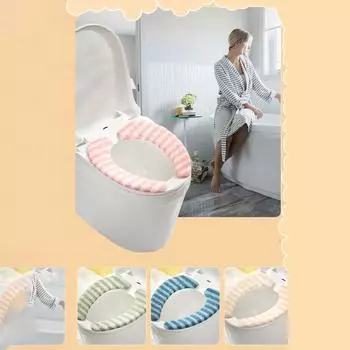Подушка для сиденья унитаза и зимние толстые наклейки для домашнего туалета, липкое покрытие для сиденья унитаза, водонепроницаемое универсальное кольцо для унитаза на все времена года One Size