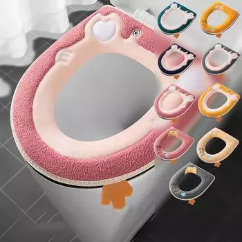 Подушка для сиденья унитаза, милый чехол для сиденья унитаза, сезонный универсальный унитаз, утолщенная водонепроницаемая прокладка для унитаза с застежкой-молнией One Size