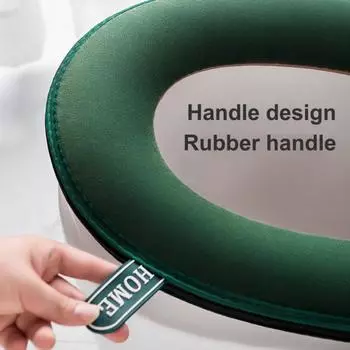 Подушка для сиденья унитаза, приятная на ощупь, декоративная, моющаяся, отличная вышивка в скандинавском стиле, зимний коврик на молнии для отеля зелёный