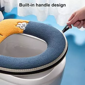 Подушка для сиденья унитаза, удобная, противообрастающая, дышащая, отличная, с вышивкой в виде мультфильма, всесезонная, плюшевая, на молнии, подушка для отеля синий