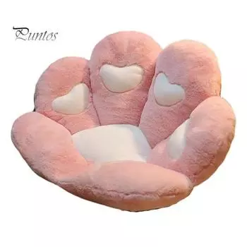 Подушка для сиденья в виде кошачьей лапки для игровых офисных автомобильных кресел, мягкая пушистая подушка с имитацией плюшевой ткани кролика, противоскользящая подушка для комфорта автомобильного сиденья, подушка для кровати для домашних животных L чёрн