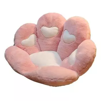 Подушка для сиденья в виде кошачьей лапки для игровых офисных автомобильных кресел, мягкая пушистая подушка с имитацией плюшевой ткани кролика, противоскользящая подушка для комфорта автомобильного сиденья, подушка для кровати для домашних животных L розо