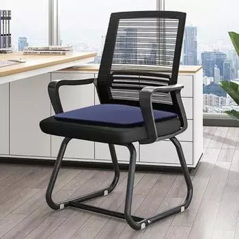 Подушка для сиденья Yousheng из пеноматериала с эффектом памяти и завязками, медленный отскок, нескользящий моющийся чехол Fours Seasons, эластичный квадратный коврик для сидения в машину, домашний офис Small темно-синий