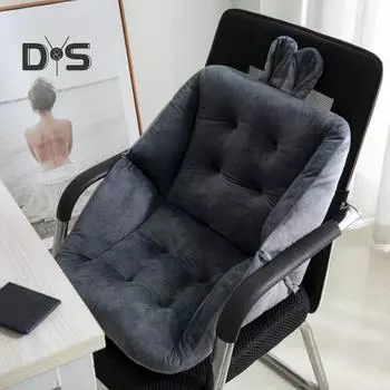 Подушка для сидения в офисе и дома, утолщенная, ультрамягкая, декор в виде кроличьих ушек, с поддержкой спины, снижающая стресс, нескользящая, подушка для кресла-качалки, автомобиля 40cm черный серый
