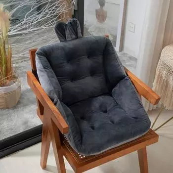 Подушка для сидения в офисе и дома, утолщенная, ультрамягкая, декор в виде кроличьих ушек, с поддержкой спины, снижающая стресс, нескользящая, подушка для кресла-качалки, автомобиля 40cm черный серый