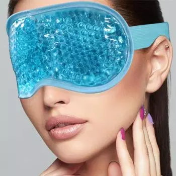 Подушка для сна для глаз, регулируемая лента с застежкой, легкий легкий уход за кожей, универсальный защитный чехол с пухлыми гелевыми бусинами для путешествий фиолетовый