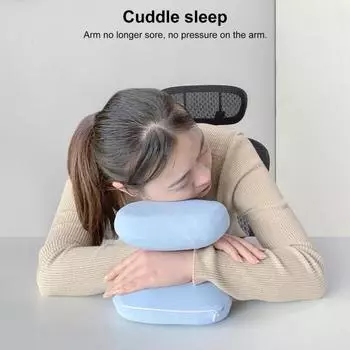 Подушка для сна из хлопка с эффектом памяти Эргономичная удобная подушка для рук для взрослых Подушка для сна с медленным отскоком на столе Мягкая бархатная подушка для отдыха в путешествии темно-серого
