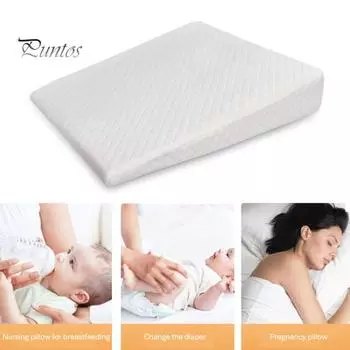 Подушка для сна младенца, пена с эффектом памяти, клиновидная подушка для грудного вскармливания, антирефлюксная подушка для младенцев с чехлом на молнии для мальчиков и девочек, детская кровать M белый