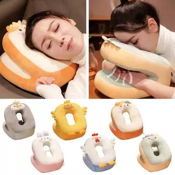 Подушка для сна, мягкая дышащая, удобная на ощупь, потайная молния, милая утка в форме обеденного перерыва, подушка для поддержки шеи, ежедневное использование Cat