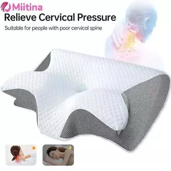 Подушка для сна с эффектом памяти в форме бабочки, медленно восстанавливающая форму, расслабляющая шею, облегчающая боль в шейном отделе позвоночника, эргономичная контурная ортопедическая подушка