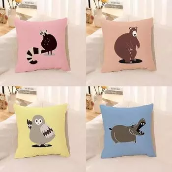 Подушка для сна с изображением животных, чехол для автомобиля, офиса, подарок, диван, декоративный 40x40cm