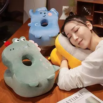 Подушка для сна с изображением животных из мультфильмов, подушка для сна в классе, для сна в офисе, для обеда, отдыха, для дома, многофункциональная подушка 30x25x23cm