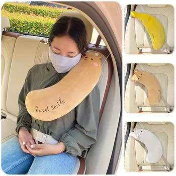 Подушка для сна с ремнями безопасности для детей и младенцев, подушка для сна в дороге, защита, поддержка, регулировка ремня безопасности, плюшевый подголовник, наплечник