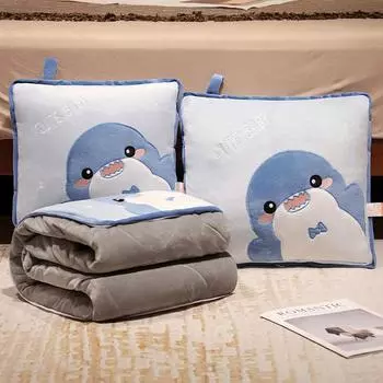 Подушка для сна в офисе, складное одеяло 2 в 1, подушка для обеденного перерыва в виде панды, кондиционер, одеяло в подарок на день рождения Small throw pillow 38cm, quilt 1 * 1.5m