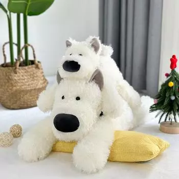 Подушка для сна в виде длинной белой длинноносой собаки породы Вест-Хайленд-дог, подарок на день рождения 45cm