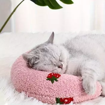 Подушка для собак из 2 предметов, подушка для кошек, мягкие подушки для собак с милым вышитым узором, подушки для кошек в помещении, подушки для собак в форме буквы U