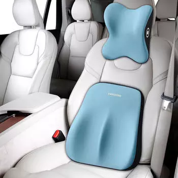 Подушка для спины автомобиля, поясничная поддержка и комплект подушек для шеи, украшение автомобиля, эргономичное, удобное чёрный