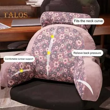 Подушка для спины, полностью заполненная подушка для изголовья, цветочный узор, мягкая поддерживающая подушка для шеи, спины, талии зелёный