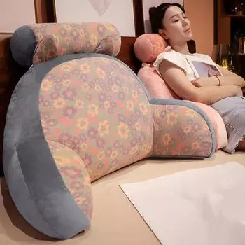 Подушка для спины, полностью заполненная подушка для изголовья, цветочный узор, мягкая поддерживающая подушка для шеи, спины, талии