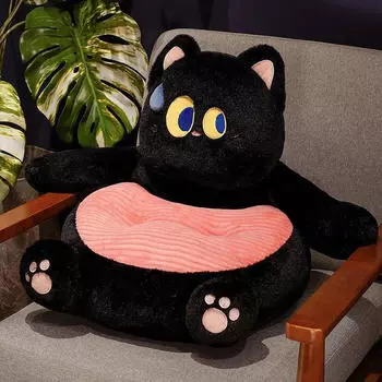 Подушка для стула Animal Design с поддержкой спины для офиса и дома Black Cat