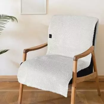 Подушка для стула с электроподогревом, 3 уровня регулировки температуры, зарядка через USB, толстый флис, защита от перегрева с карманом для электропитания белый