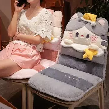 Подушка для стула с изображением кота из мультфильма «Обнимашка» на спинку одного тройного нескользящего утолщенного мягкого офисного стула, подушка для сидения на полу в общежитии 80x40cm