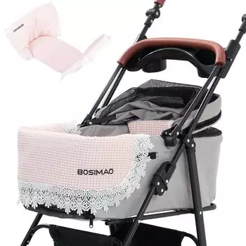 Подушка для тележки для домашних животных Подушка для подбородка для тележки для домашних животных Подушка для собак Материал тележки для собак Стильная удобная подушка Одна дышащая/моющаяся (Розовый, Размер) розовый