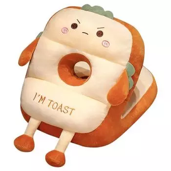 Подушка для тостов с рисунком из мультфильма, V-образная подушка из кристаллов льда и шелка, мягкая и дышащая, офисная подушка, портативная подушка для студентов