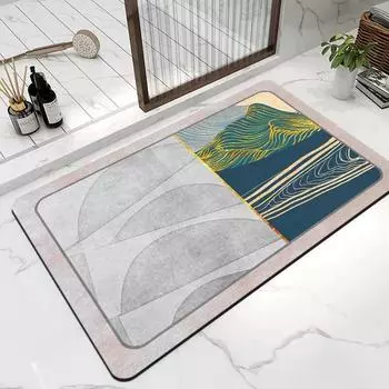 Подушка для туалетной двери с диатомовой грязью, масляная живопись, нескользящий впитывающий коврик для ног в ванной, коврик для туалетной двери, ковер 40 * 60cm