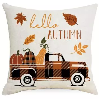 Подушка для украшения дома Осенний урожай Тыква Кленовый лист Лен Гостиная Диванная подушка 45 * 45Cm