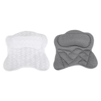 Подушка для ванны для поддержки шеи и спины с крючком для сушки и присосками, можно стирать в стиральной машине, нескользящая, B White