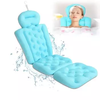 Подушка для ванны размером 51x16 дюймов для всего тела, подушки для ванны с сетчатым мешком для белья и нескользящими присосками