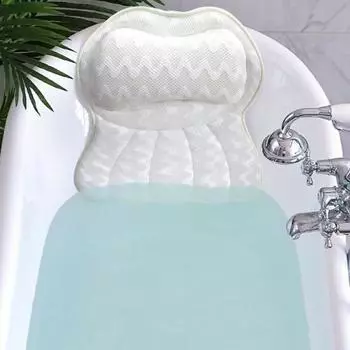 Подушка для ванны с 6 присосками. Крючок. Моющаяся эргономичная воздушная сетка. Нескользящая поддержка шеи, плеч и спины. Толстая мягкая подушка для подголовника для спа. Ванная комната.