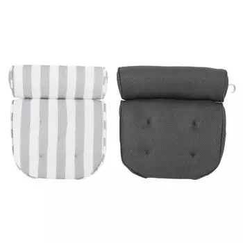 Подушка для ванны с 6 присосками, нескользящая, быстросохнущая, дышащая, сетчатая, подголовник для ванны Striped