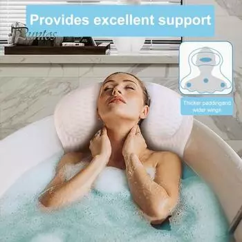 Подушка для ванны с 6 противоскользящими присосками, подголовник для ванны с сетчатой тканью 4D Air Mesh, подушка для поддержки шеи и спины, расслабляющие аксессуары для ванны D