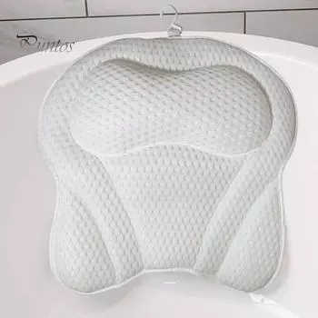 Подушка для ванны с противоскользящей присоской, массажная, очень мягкая, с поддержкой головы, шеи и спины, 4D, подушка для ванны с воздушной сеткой, аксессуары для спа белый