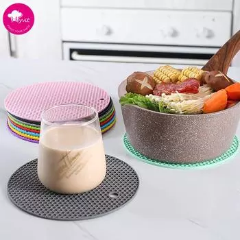 Подушка для жареного на воздухе горшка, силиконовая теплоизоляционная подушка в форме сот, подушка для чая, подушка для стола 18cm чёрный