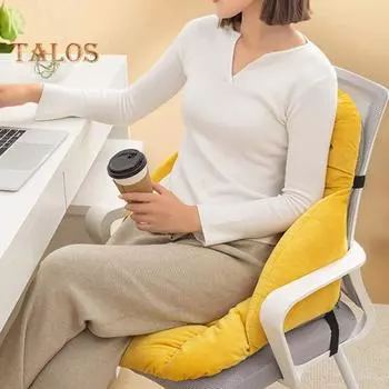 Подушка для зимнего стула с поддержкой спины и эластичной лентой, утолщенная, сохраняющая тепло, съемная, моющаяся, подушка для сиденья офисного стула, кресло-качалка для компьютера коричневый