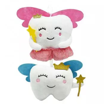 Подушка для зубов, милая зубная фея, плюшевая игрушка с крыльями, улыбка, мультяшная кукла-компаньон, удобные игрушки для малышей и детей на случай потери первого молочного зуба розовый