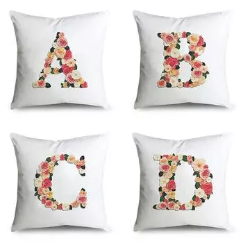 Подушка Домашний декор Стул Наволочка Свадебные украшения Чехлы для подушек Розовый цветок Письмо Диван Автомобиль 40x40cm