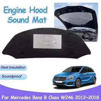 Подушка двигателя для Mercedes Benz B Class W246 B200 180 2012~2018 Звукоизоляция автомобиля, хлопковый коврик, звукоизоляционные аксессуары для интерьера