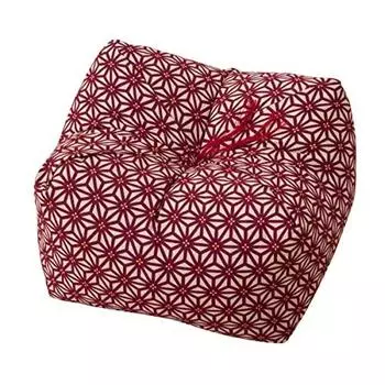 Подушка EMOOR из японской гречневой шелухи Seiza, средняя, 9x9x5 дюймов, сделано в Японии (Листья конопли красные), Подушка для сидения на полу Sobagara из натуральной гречневой шелухи