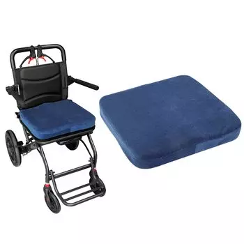 Подушка ENLUNTRA для кресла с эффектом памяти, офисного кресла, инвалидной коляски, автомобильного сиденья, пена с эффектом памяти, 3D, формованная W-структура, моющийся бархатный чехол 40 X 40 X тёмно-синий
