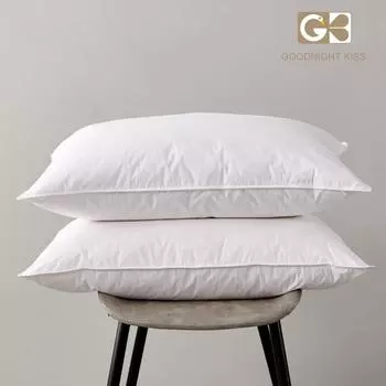 Подушка Goodnight Kiss из 100% белого утиного гусиного пуха, защита шеи, чехол из 100% хлопка, роскошная перина, подушка для сна 48*74