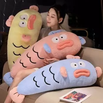 Подушка Hangyodon для персонажей мультфильмов и аниме, аксессуары для успокаивающей куклы, домашняя детская плюшевая кукла, подарок Kawaii синий
