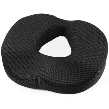 Подушка IKSTAR Round Donut для послеродового геморроя с эффектом памяти, без копчика, круглая, ширина 47 см x глубина, черная, подушка, для мам, подушка, пена,