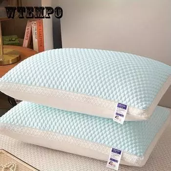 Подушка из 2-х частей Cool Ice Silk Pellet поддерживает шею и позвоночник для расслабляющего сна, подушка для массажа сна, влаговпитывающая подушка для постельного белья 2 Pack светло-синий